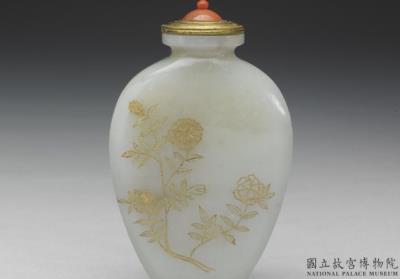 图片[2]-Jade snuff bottle with a filled-gold floral decoration, Qing dynasty, 18th century-China Archive